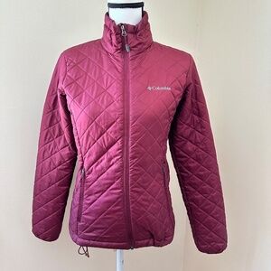 **COLUMBIA* Maroon Quilted Zipper Pocket Jacket Size XS